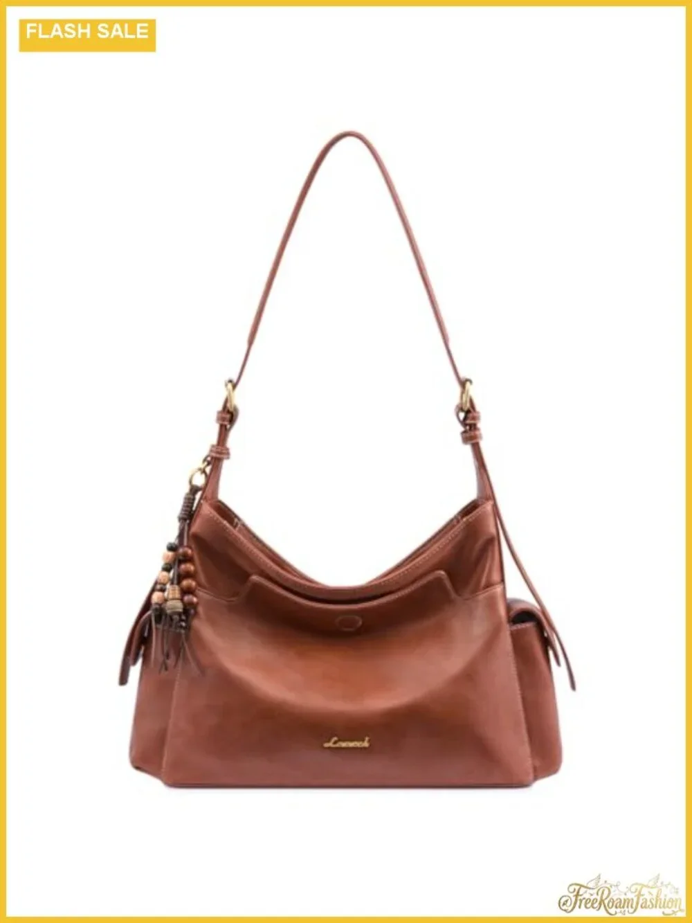 Soft Faux Leather Hobo Purse with Tassel Charms, Crossbody Bag - Women's